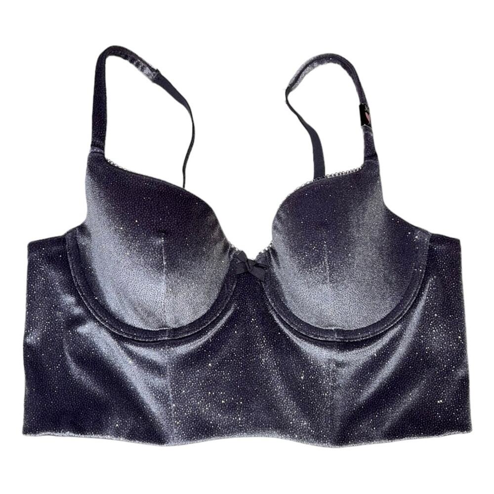 Victoria's Secret Glitter Velvet Body By Victoria Corset Lined Demi Bra Top 36B
